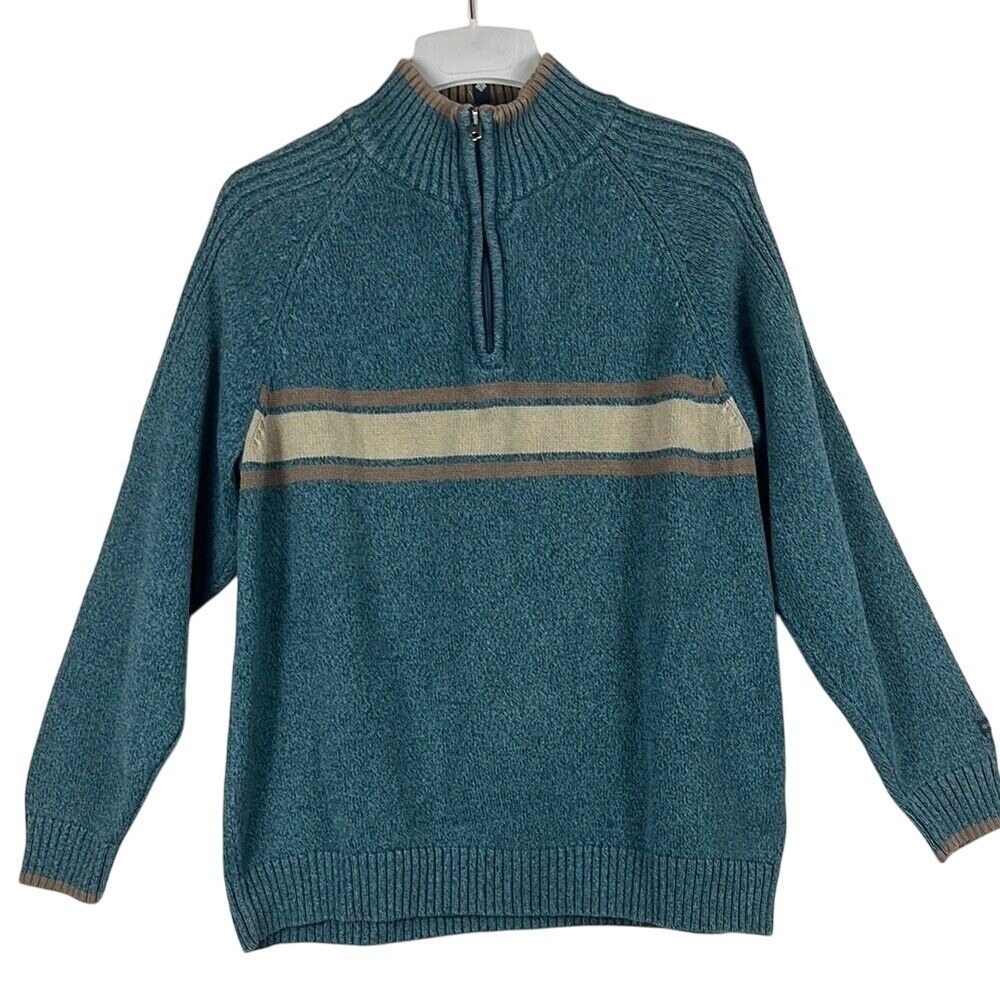 Columbia Long Sleeve 1/4 Zip‎ Pullover Sweater Mens Size XL Green Brown Heavy